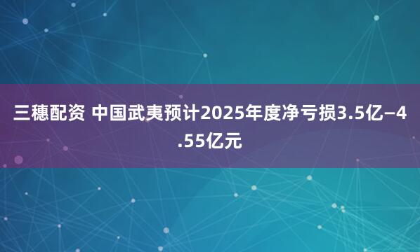 三穗配资 中国武夷预计2025年度净亏损3.5亿—4.55亿元