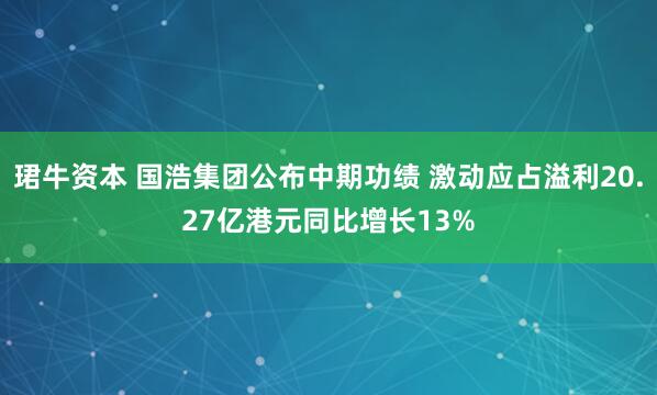 珺牛资本 国浩集团公布中期功绩 激动应占溢利20.27亿港元同比增长13%