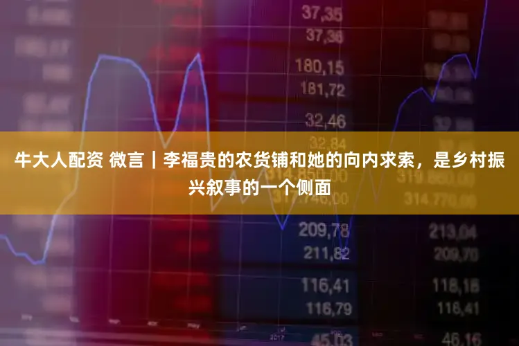 牛大人配资 微言｜李福贵的农货铺和她的向内求索，是乡村振兴叙事的一个侧面
