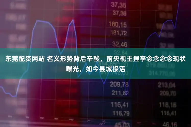 东莞配资网站 名义形势背后辛酸，前央视主捏李念念念念现状曝光，如今县城接活
